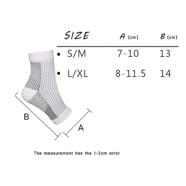 Unisex lugnande strumpor Neuropati Kompression Ankel Arch Support Skydd Smärtlindring Sportsstrumpor S M White