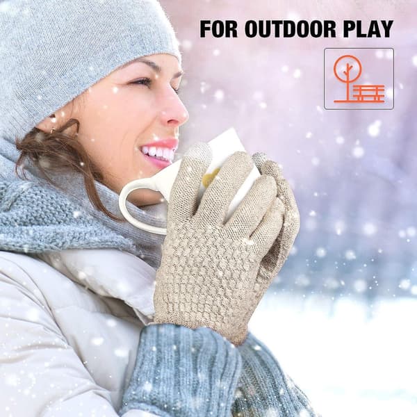 2 par kvinners vinter touchscreen hansker varme fleece fôret strikkede hansker elastisk mansjett vinter teksting hansker