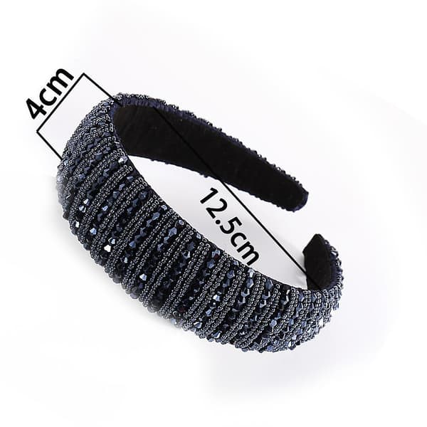 Rhinestone Polstret Hodebånd Krystall Perlet Glitter Hårbånd Bred Kant Hodeplagg Rhinestone Pyntet Hodeplagg Bryllup Hår Tilbehør - Rød navy blue
