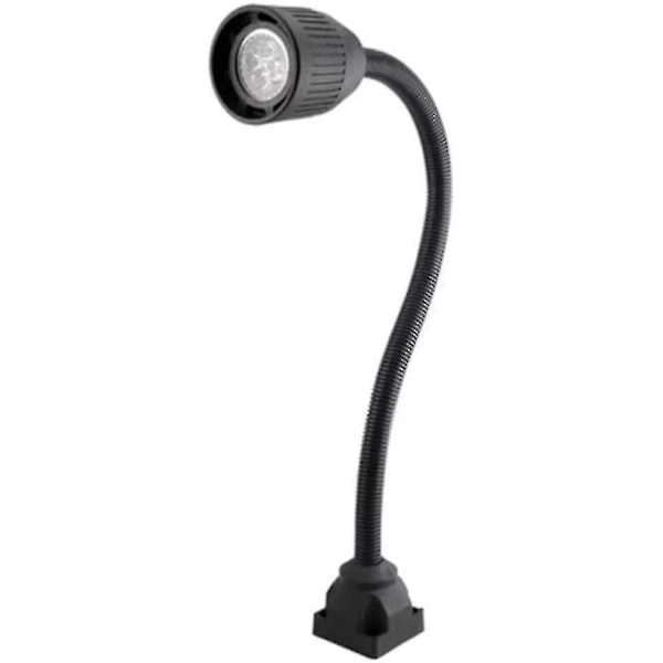 Koneen valo, metalli, teollisuus, työvalo, kiinteällä jalustalla, joustava varsi, sorvin valaistus, 220v 5w(musta)(1kpl) (hy)