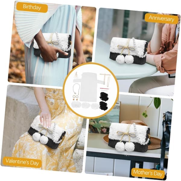 DIY Crossbody Bag Making Kit med svarte vevde perlematerialer