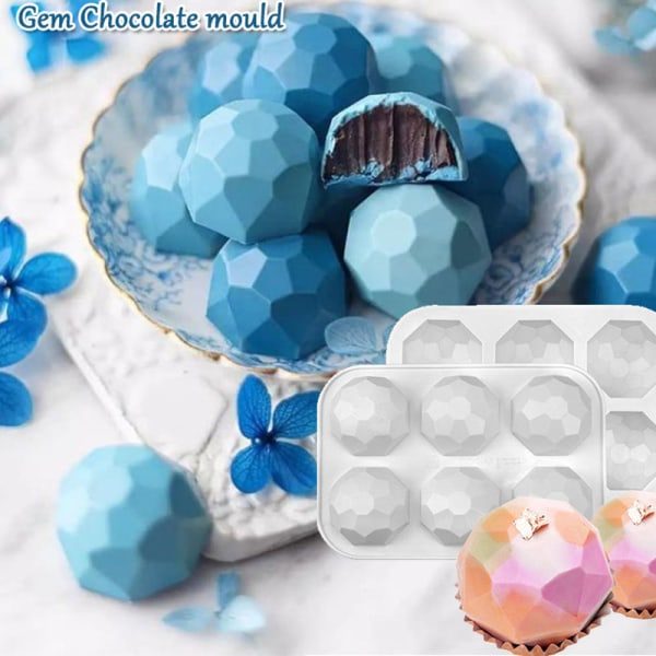3D Gemstone Design Sjokoladeform DIY Diamant Mousse M