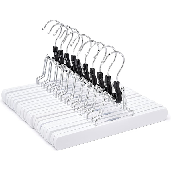Träbyxhängare, 10-pack, 25 cm, Vit