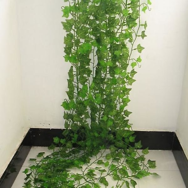 12 stk 2,4 m kunstig hjemmedekorasjon eføy grønt blad girlander plante rotting plast blomst rotting strenger