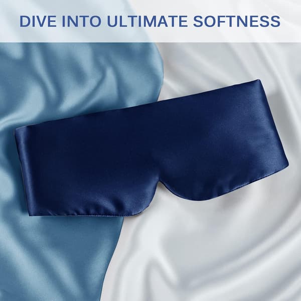 100 % Mole Cloth Sovemaske Øyemaske med Justerbart Hodebånd Stor Sovemaske og Bind for Øynene for Nattsøvn, Reise og Lur, Marineblå