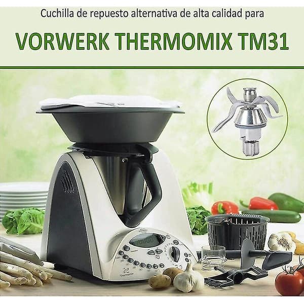 Tm31 rustfrit stålblad, der passer til Vorwerk Thermomix Tm31 foodprocessor med Cisea-forsegling (hy)