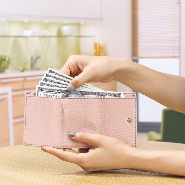 Liten läderplånbok, Rfid-myntväska Light pink