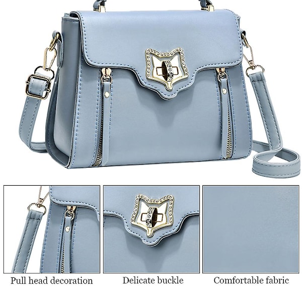 Liten handväska för kvinnor, dammonogram crossbody axelväska handväska blue