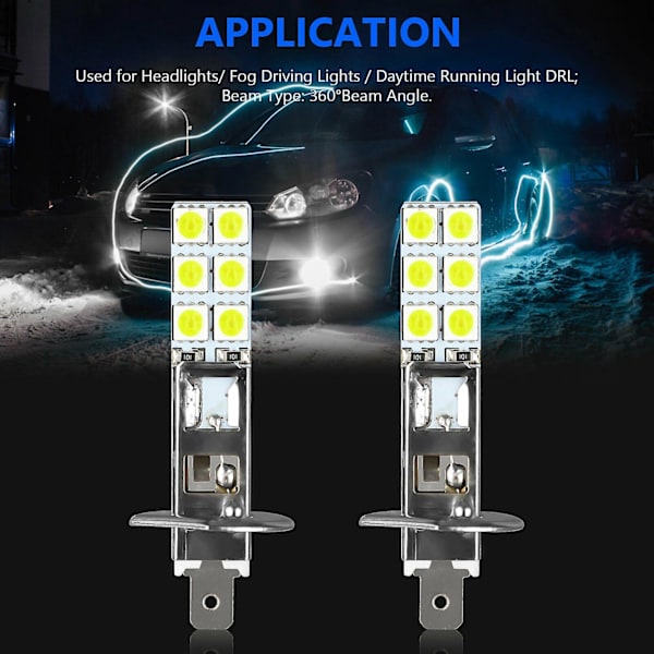 4 kpl H1 6000k Super White 80w LED-ajovalopolttimosarja sumuajovalot