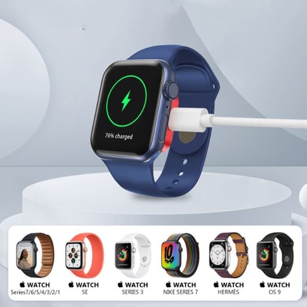pc Sølvfarvet 2-i-1 til Apple Watch Oplader - Bruges med USB-C/iPhone Opladerkabel, Apple