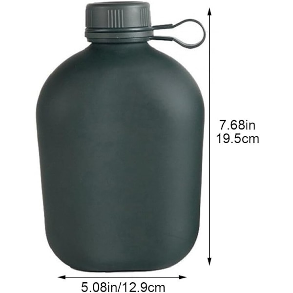 1l Army Hip Flask Vannflaske Aluminium Vinkanne Militær Kantine Camping Fotturer Overlevelseskjele med Deksel Utendørs Camouflage