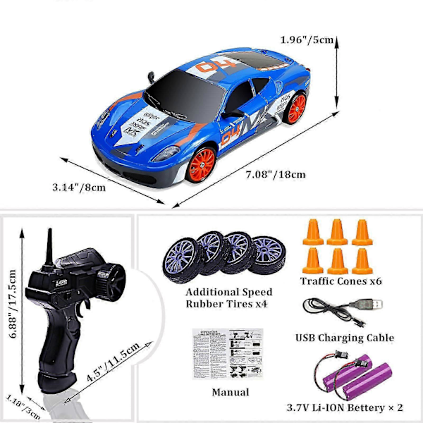 2024 Ny Rc Driftbil Fjärrstyrd Bil Sport Racing Höghastighets Driftbilar Blue Red