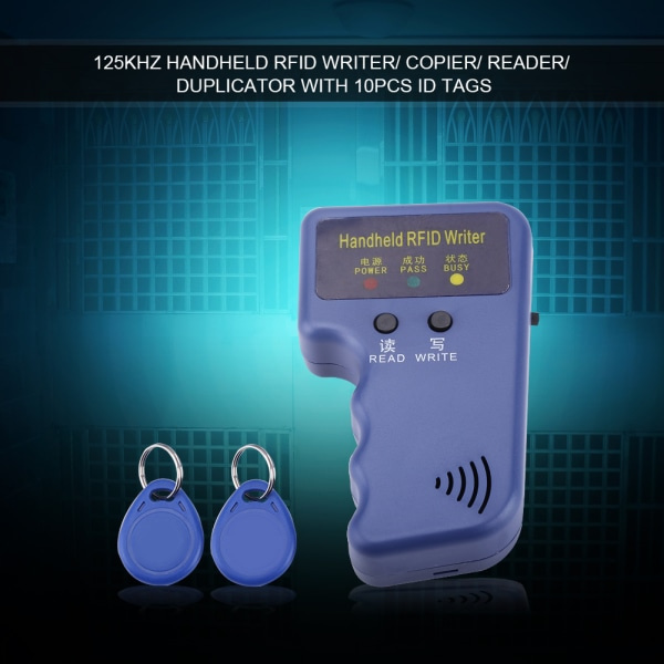 125KHz Håndholdt RFID-skriver/kopierer/leser/duplikator med 10 ID-koder