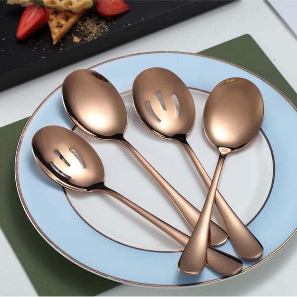 Serveringsskeer 4 stk., Serveringsske, Inkluderer 2 Serveringsskeer og 2 Hulskeer, Serveringsredskaber i Rustfrit Stål Rose Gold