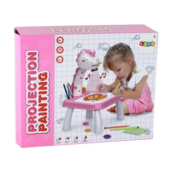 Enhjørningprojektor med penn, rosa