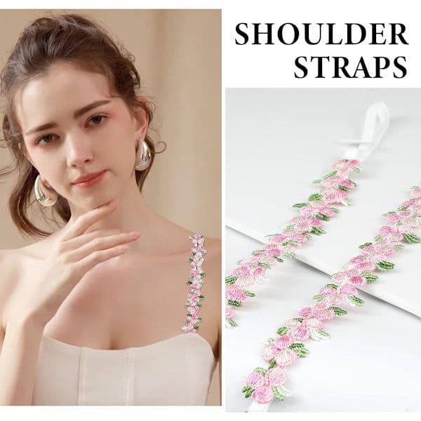 Bh-stropper - 1 par - Erstatnings-bh-stropper til kvinder - Elastiske bh-stropper med blomstermønster og blonde