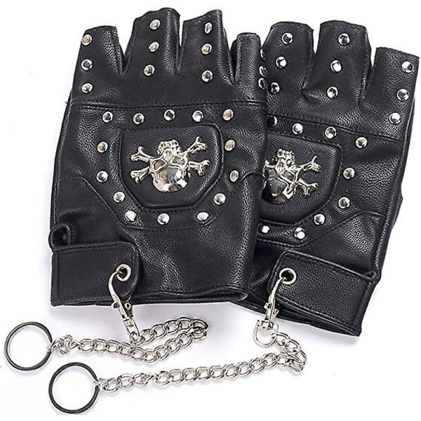 Steampunk Gothic Gloves Vintage lær Captain Fingerless hansker for menn