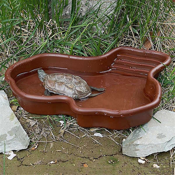 Reptilbadkar Amfibie Tillbehör med Ramp Reptil Vattenskål för Sköldpadda Sköldpadda Hamster