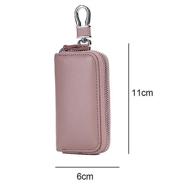 Læder nøglepung til mænd med lynlås bean pink