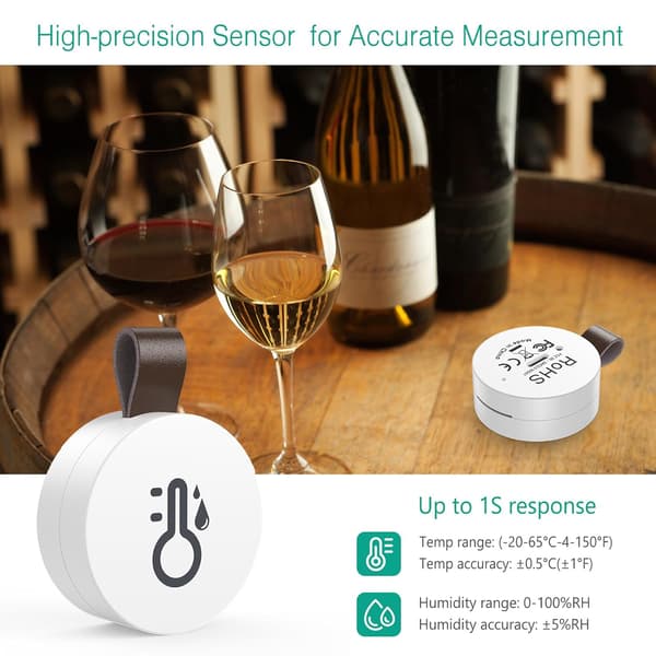 2 stk. Trådløst Termometer Hygrometer, Mini Bluetooth 5.0 Fugtighedssensor med Dataeksport & Alarmer til iOS Android
