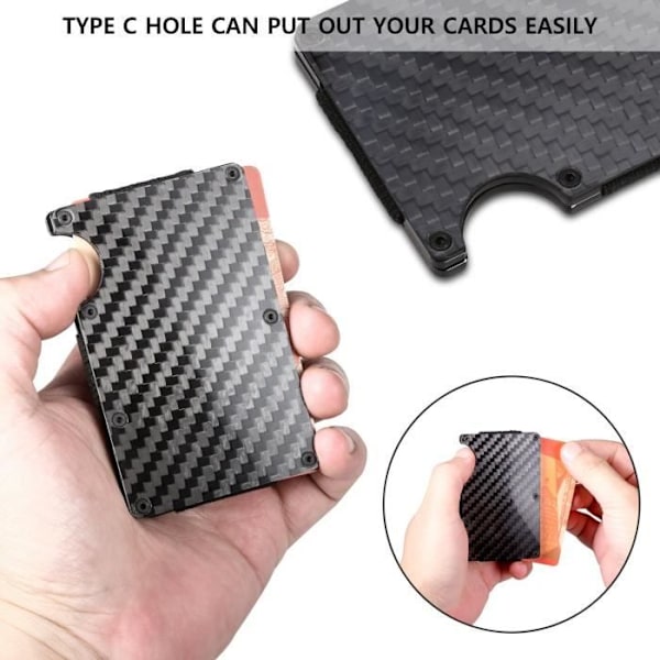 Kreditkortholder - Rustfrit stål og hårdt carbon etui - Sort