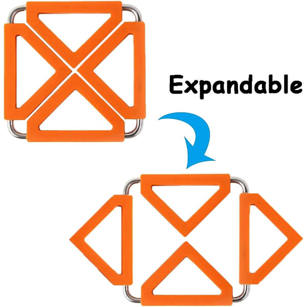 Underlägg för heta kastruller, expanderbar silikonunderlägg värmebeständiga kökstillbehör (2-pack) Orange