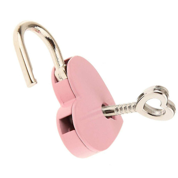 Lille Metal Hjerteformet Hængeslås, mini Lås Med Nøgle Til Smykkeskrin Dagbog Bog, Pink 3 Stk