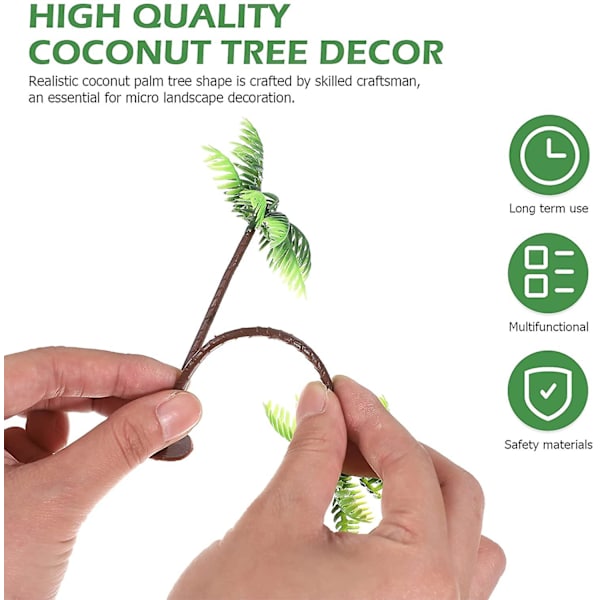 2024 Palm Tree Cake Decoration Liten Bonsai Strand Dekoration Uppblåsbar Artificiell 5 Delar Palm Tree Miniatyr Blomkruka Diy Dekoration