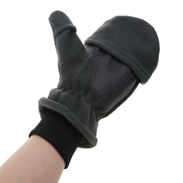 Lämpimät fleece-tekstiviestit Käännettävät huippuhanskat Valokuvaus Juoksukäyttöön Muunneltavat Sormikkaat Black