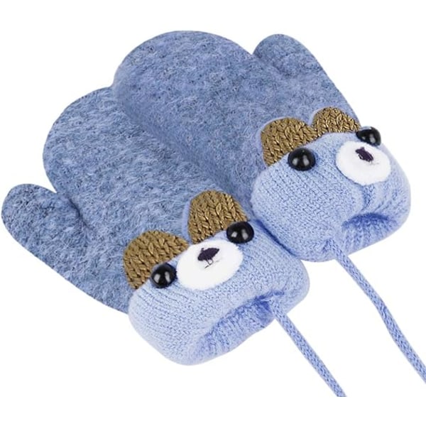 Toddler Magic Stretch Mittens Tjocka Plyschfodrade, Vinter Baby Boys Girls Stickade Vantar Varma Fluffiga Hel Fingerhandskar Kallt Väder Skidhandskar
