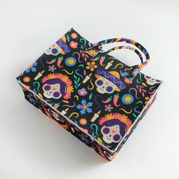 Filt Halloween Party Gavepose, Ghost Skull Print Tote Bag, Halloween Pumpkin Devil Candy Bag Shopping Bag