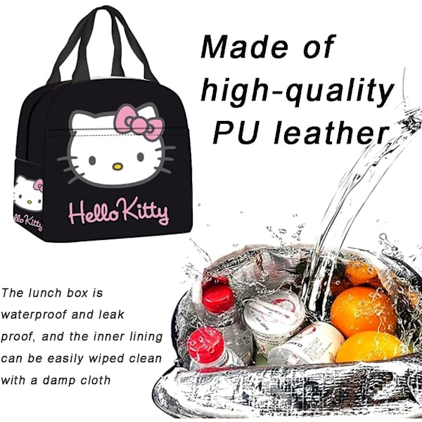 Cartoon Hello-Kitty Frokostboks Taske, Hello-Kitty Kawaii Frokostpose Sød Anime Isoleret Bærbar Frokostboks Frokostpose Mad Opbevaringspose til Skole