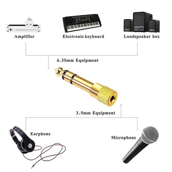 Kullattu 6,5 uros - 3,5 naaras audioadapteri, kuulokemikroliitin, 3 kpl