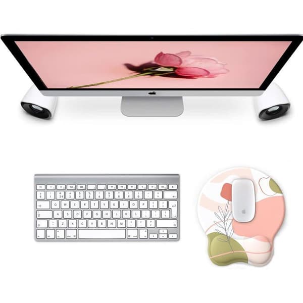 Musematte med håndleddsstøtte, ergonomisk gel-musematte, musehåndleddsstøtte med sklisikker PU-base (rosa)