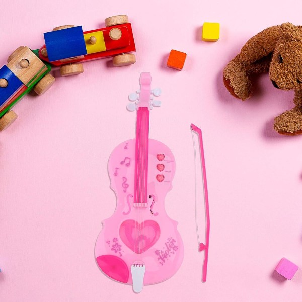 Småbarnsmusikkleker Simulering Minifiolinleketøy: Barnemusikk Opplysning Leketøy Fiolin Utdanningsleker for tidlig barndom Rosa Nybegynnermusikkleketøy