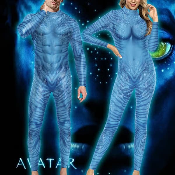 Cosplay-kostumer til kvinder, Halloween Avatar digitalt printede tights XL boys