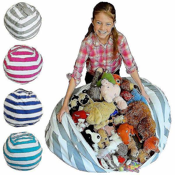 Ekstra stor oppbevaringssekk for kosedyr, sittepuff for barn, hjem Grey