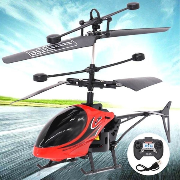 Fjärrkontroll Helikopter Inbyggt LED-ljus, Rc-gyroflygplan i höjdled, 3-kanals, 2,4 GHz Flying Drone Toy Kids Presenter Red