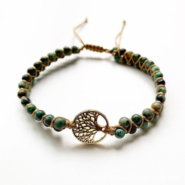 Nytt, passande Tree Of Life Lucky Knot-armband gjord av Jaspis Gemstone Beads Meditationsarmband