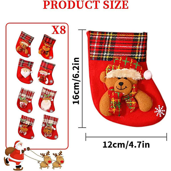 Set med 8 Personliga Julstrumpor, Hängande Julstrumpor, Mini 3D Julstrumpor, Julstrumpa Presentpåse, För Juldekoration, Fi