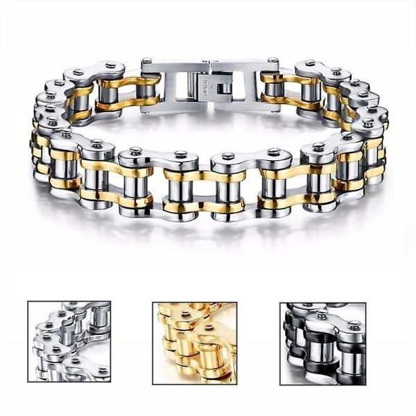 Rustfrit stål biker kæde armbånd mænd armbånd link kæde motorcykel cykel stil armbånd mode punk armbånd smykker Silver 21 5cm