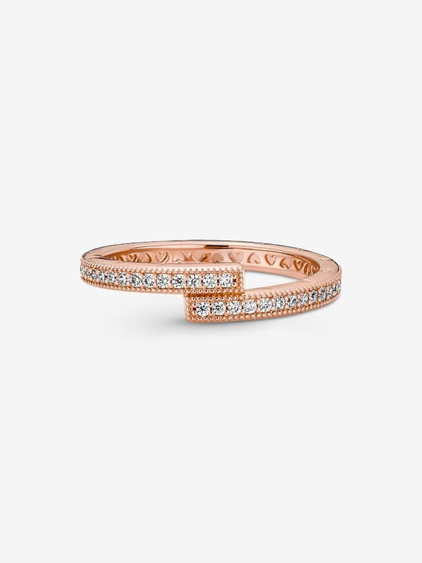 Pandora - Glitrende overlappende ring - 14k roségullbelegg Circumference: 50mm