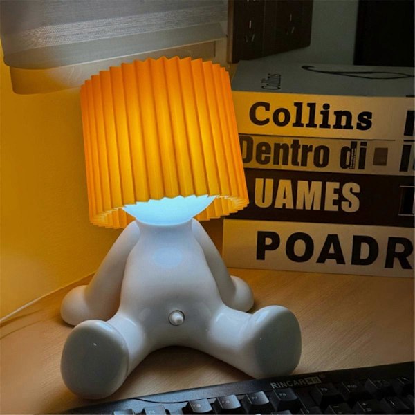 En Liten Blyg Man Lampa, Modest Mike Busig Nattlampa Blyg Pojke Nattlampa, Vita Presenter för Vuxna, Pojkbordslampa