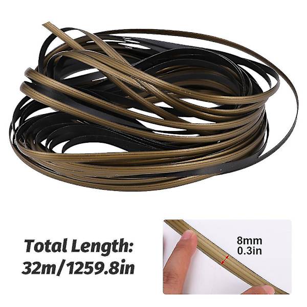 32m Patio Møbler Reparation Høj Styrke Plast Rattan Flet Kit Flad Bærbar Ny Gold