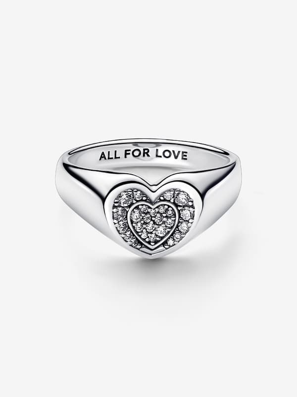 Pandora - Radiant Heart Pavé Signet Ring - Sterlingsilver Circumference: 54mm