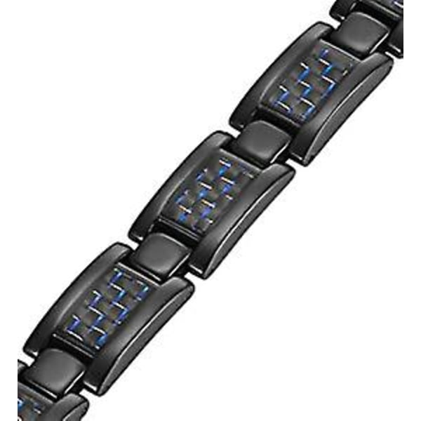 Menns blå karbonfiber svart titan magnetisk armbånd justerbar