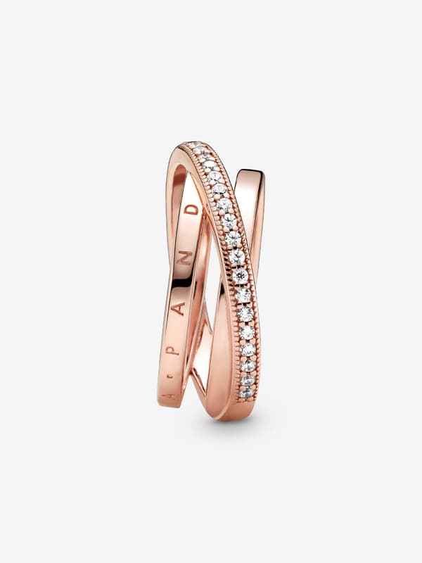 Pandora - Crossover Pavé Triple Band Ring - 14k rosaguld plating Circumference: 52mm