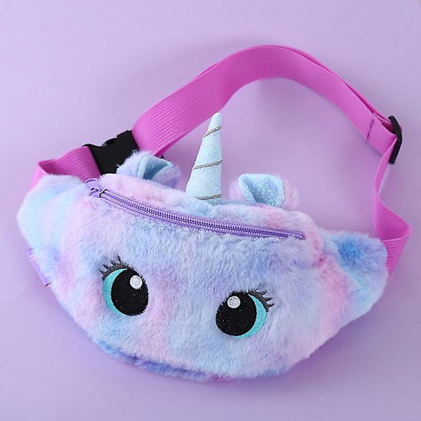 Børns Fanny Pack Sød Enhjørning Plys Legetøj Bælte Gradient Farve Bryst Taske Tegnefilm Møntpung Rejse Bryst Taske Piger Talje Taske WJ27-2