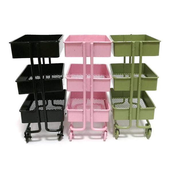 Dockhusmöbler Tillbehör Rullande Verktygsvagn Rack Mini Scenmodell Pink