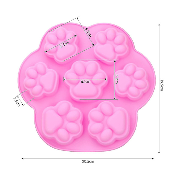 Kat og hund pote silikoneform isterninger cookies slikbakke fødevarekvalitet 8 hulrum chokolade slik isterninger (blå+pink) Hy